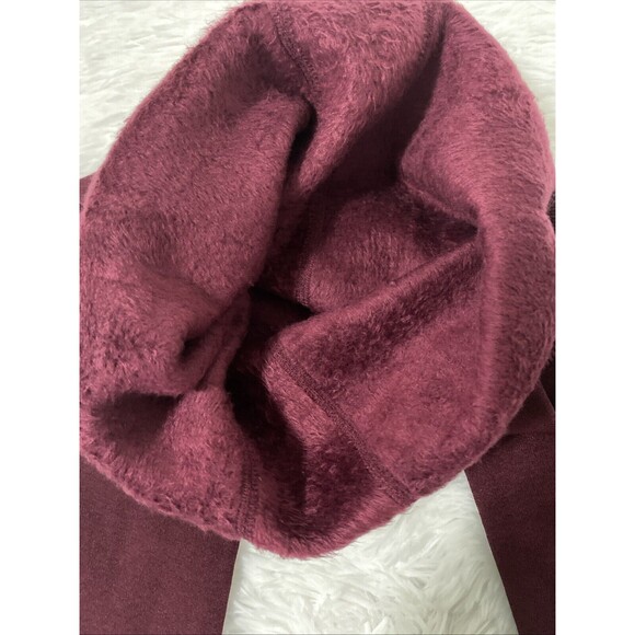 Winter Warm Tight Leggings One Size Burgundy Thermal  Stretch Fleece Lined Thick - Picture 10 of 10